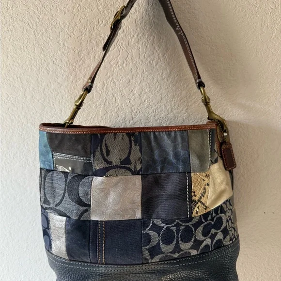 Vintage Coach Y2k Denim Patchwork Bag